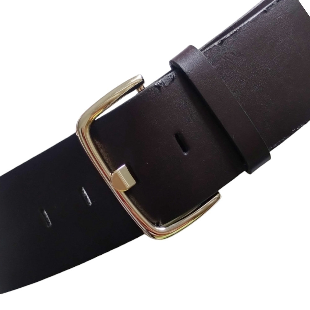 Banana Republic 2¼" Vintage Brown Leather Belt w/Gold‎ Buckle Women's S/M